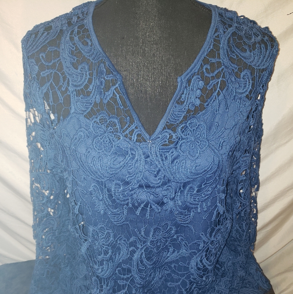 BLUE NET Tunic Top  with adjustable camisole